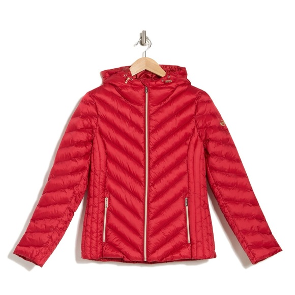 MICHAEL Michael Kors Jackets & Blazers - Michael Kors Red Packable Hooded Jacket